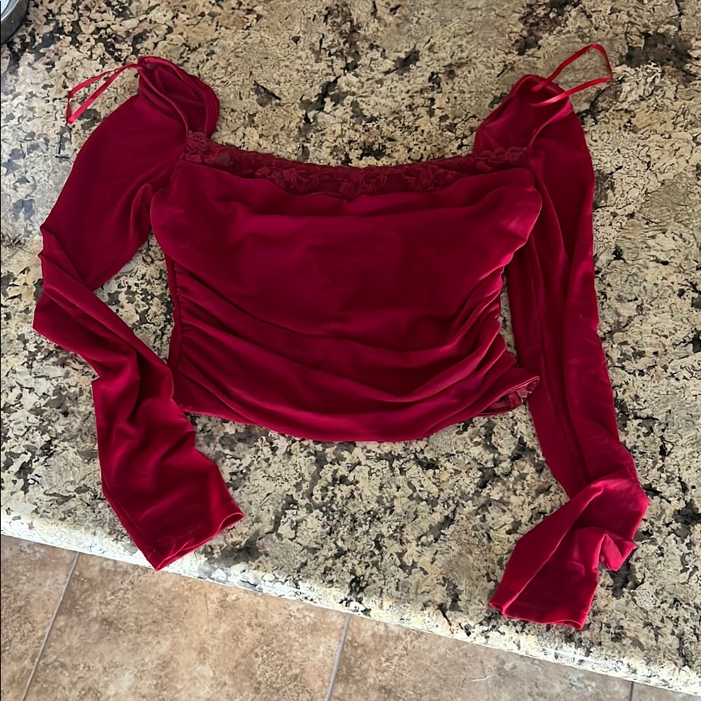 Hello Molly Red Ruffled Crop Top